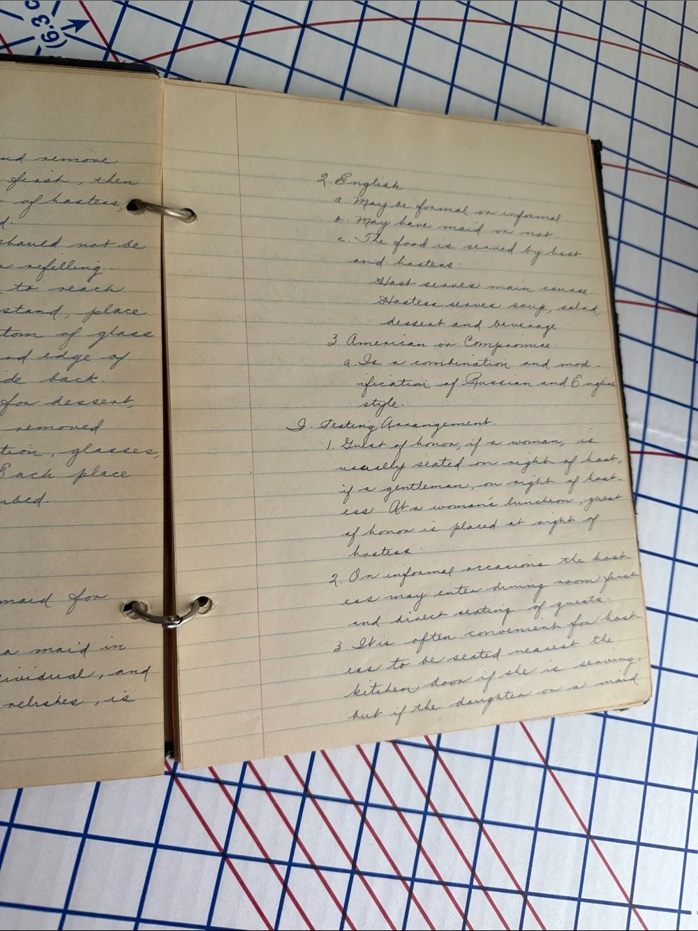 1934 Home Economics Notebook Table Setting & Service Domestic Science Etiquette